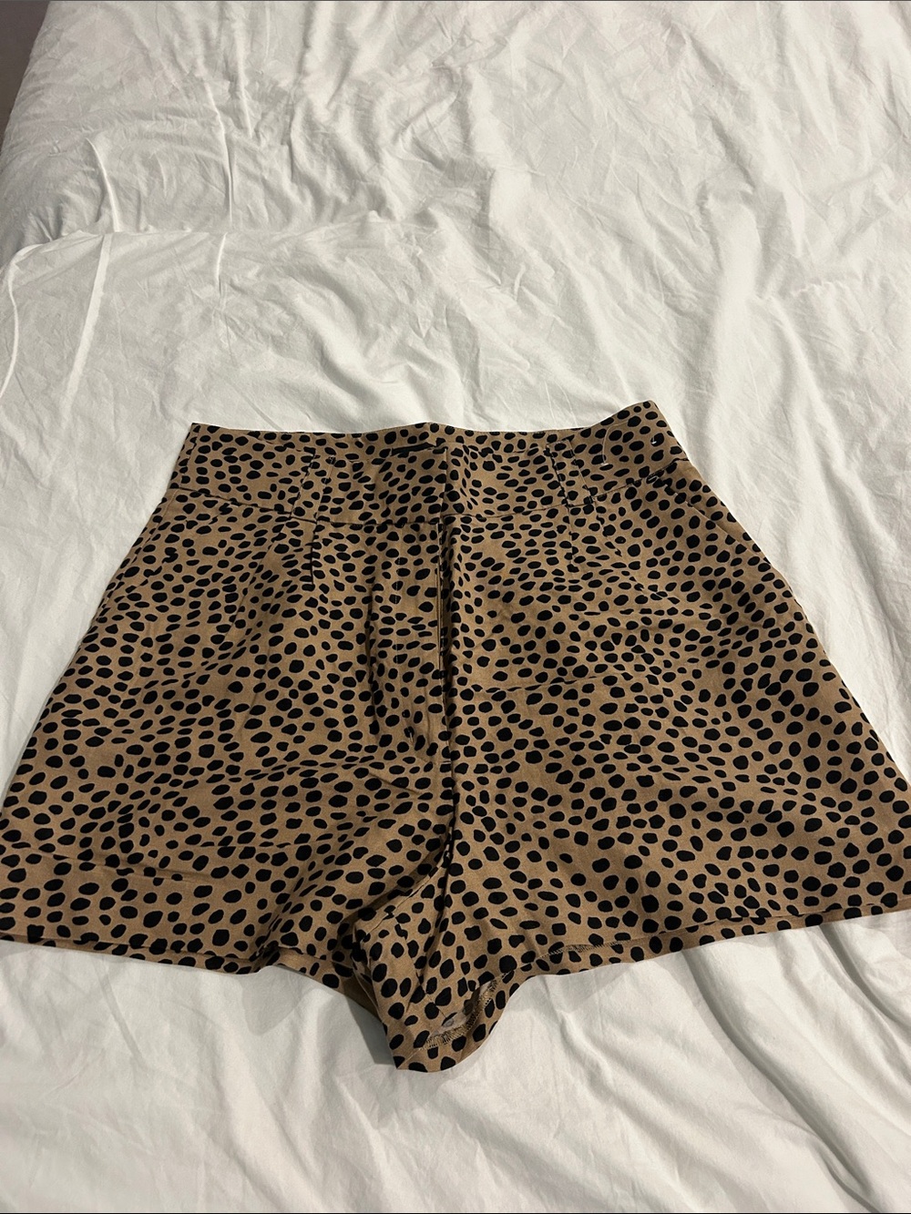 Express High-Waist Leopard Print Shorts in Brown and Black